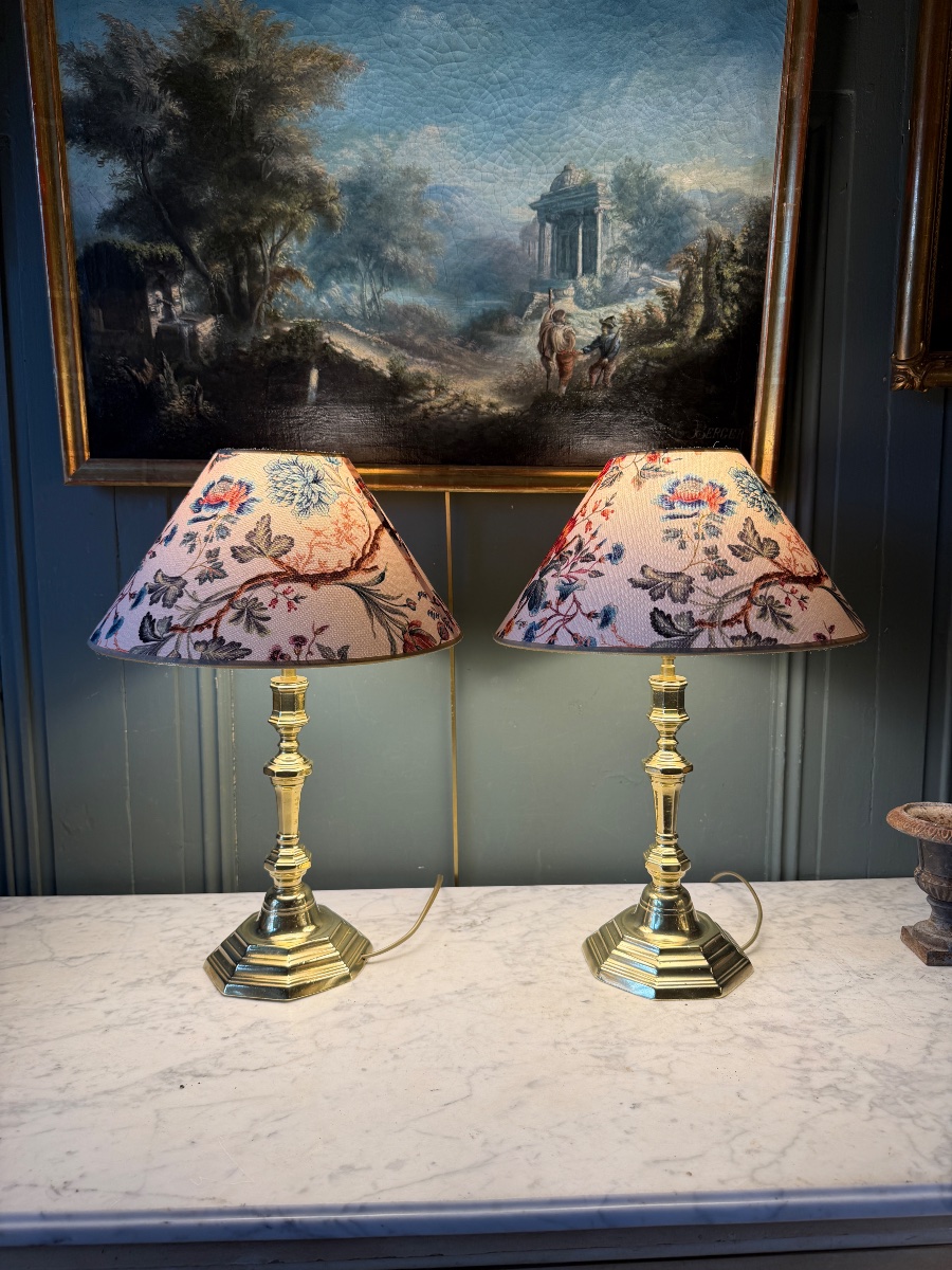 Paire de lampes en bronze, Hauteur 44 cm-photo-3