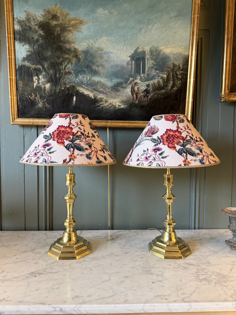 Paire de lampes en bronze, Hauteur 44 cm-photo-1