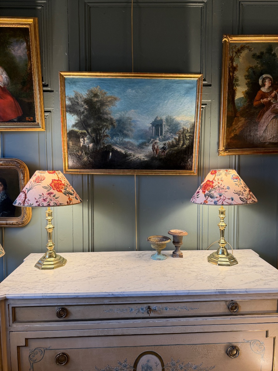 Paire de lampes en bronze, Hauteur 44 cm-photo-7