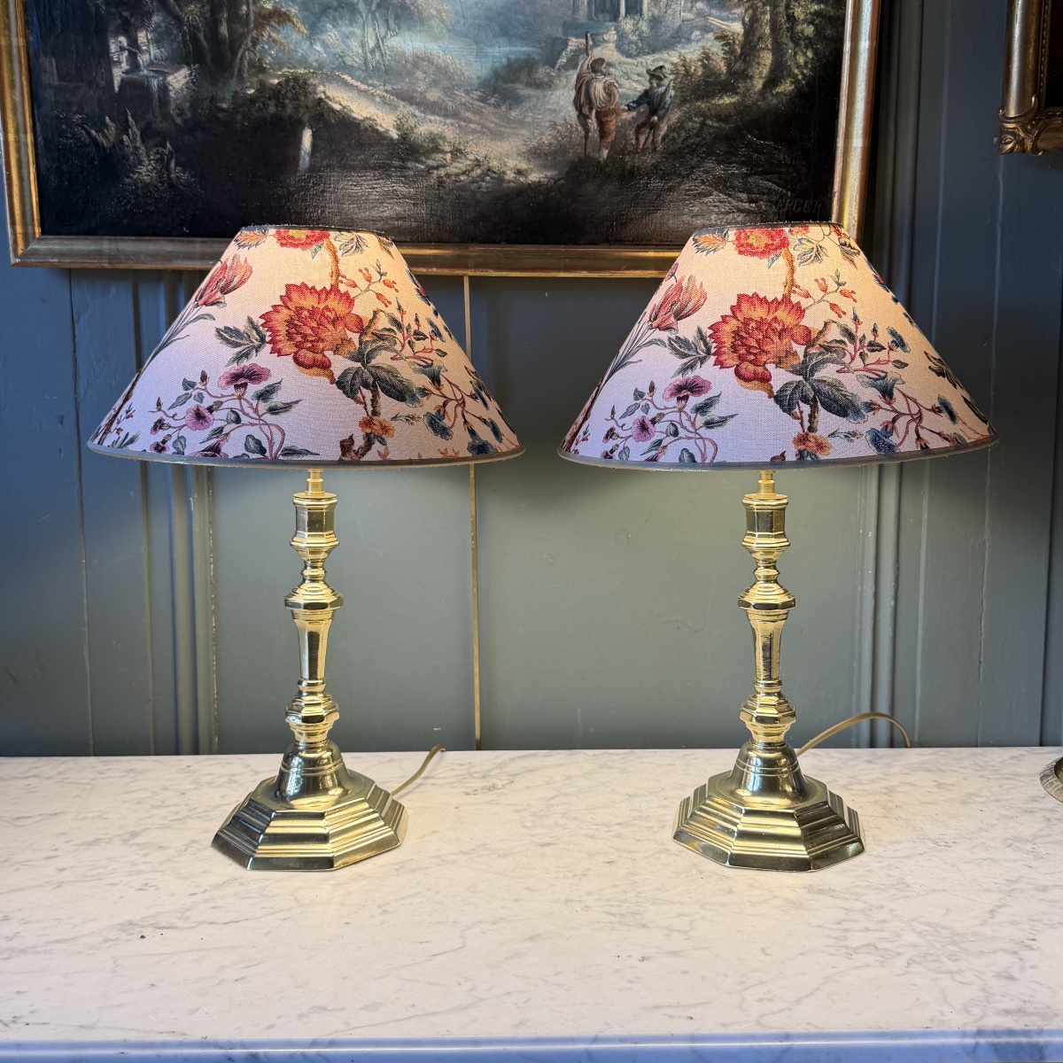Paire de lampes en bronze, Hauteur 44 cm