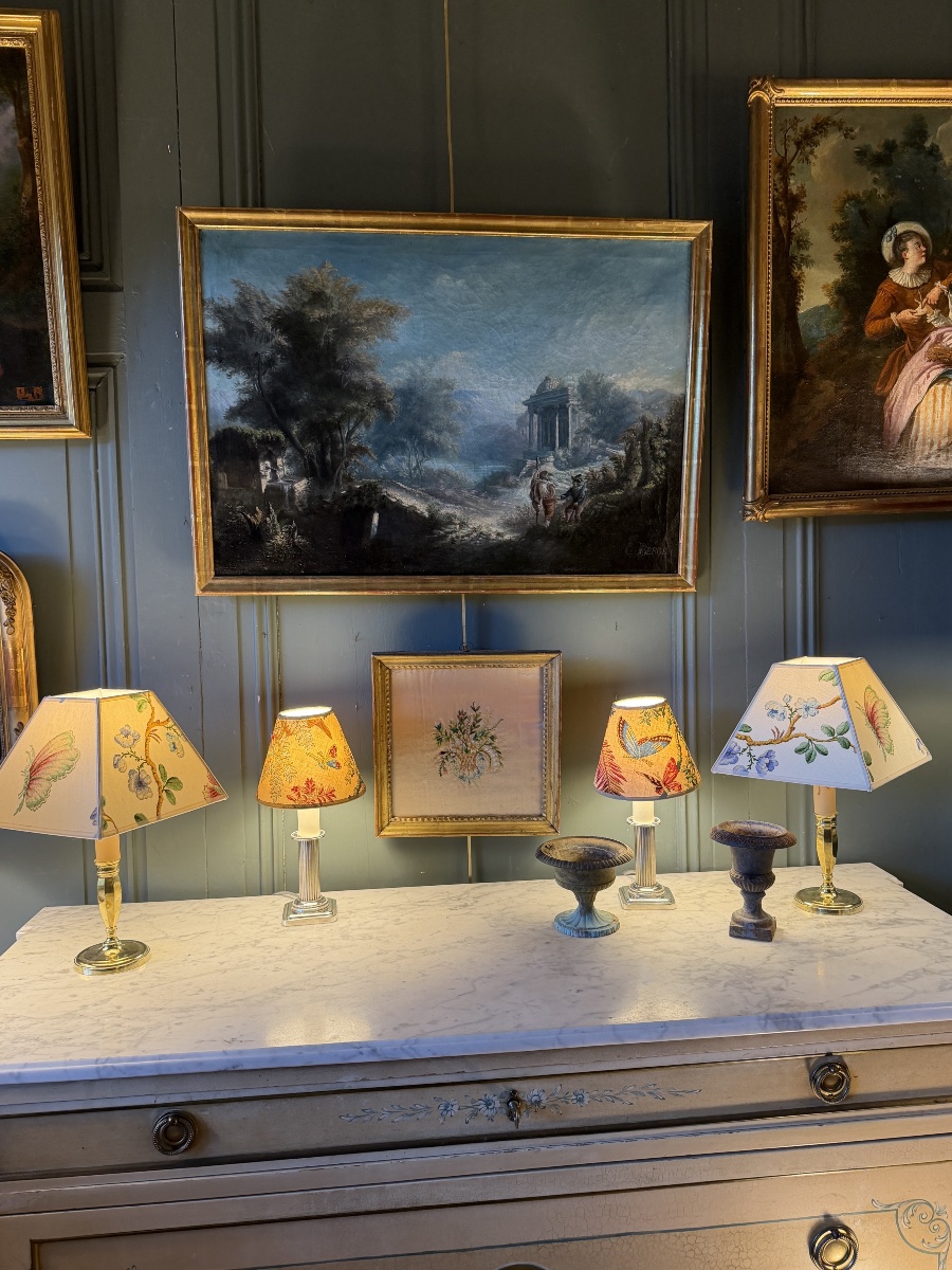 Paire de petites lampes en métal argenté, Hauteur 26 cm-photo-6