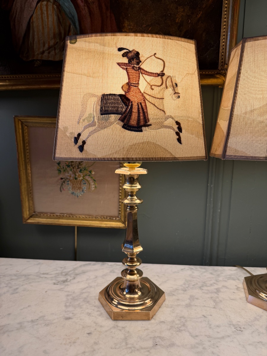 Paire de lampes en bronze, Hauteur 46 cm-photo-2
