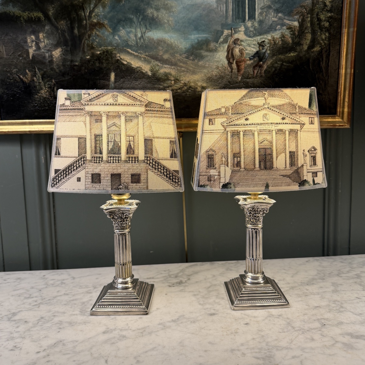Pair Of Cordless Lamps, Height 33 Cm