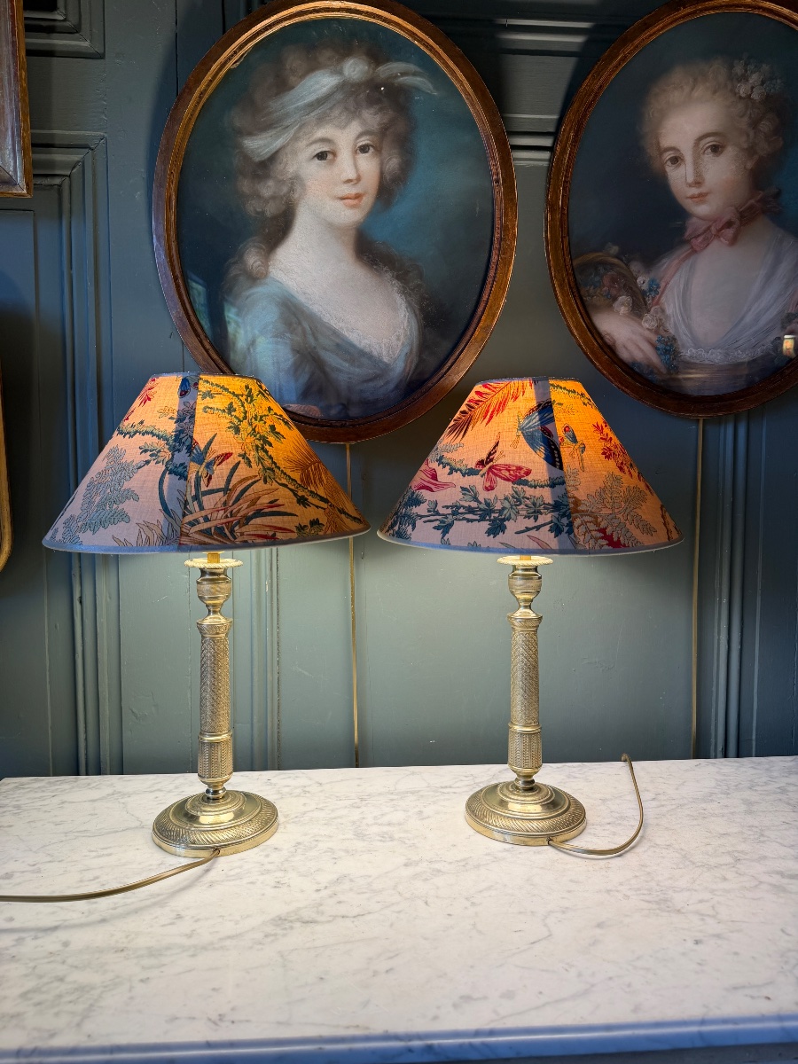 Paire de lampes en bronze ciselé, Hauteur 45 cm-photo-4