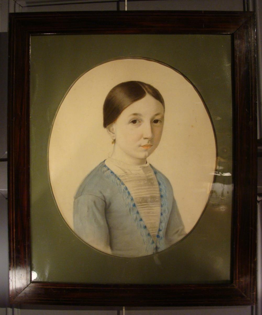 Portrait d'Une Jeune Fille, Pastel XIXème-photo-2