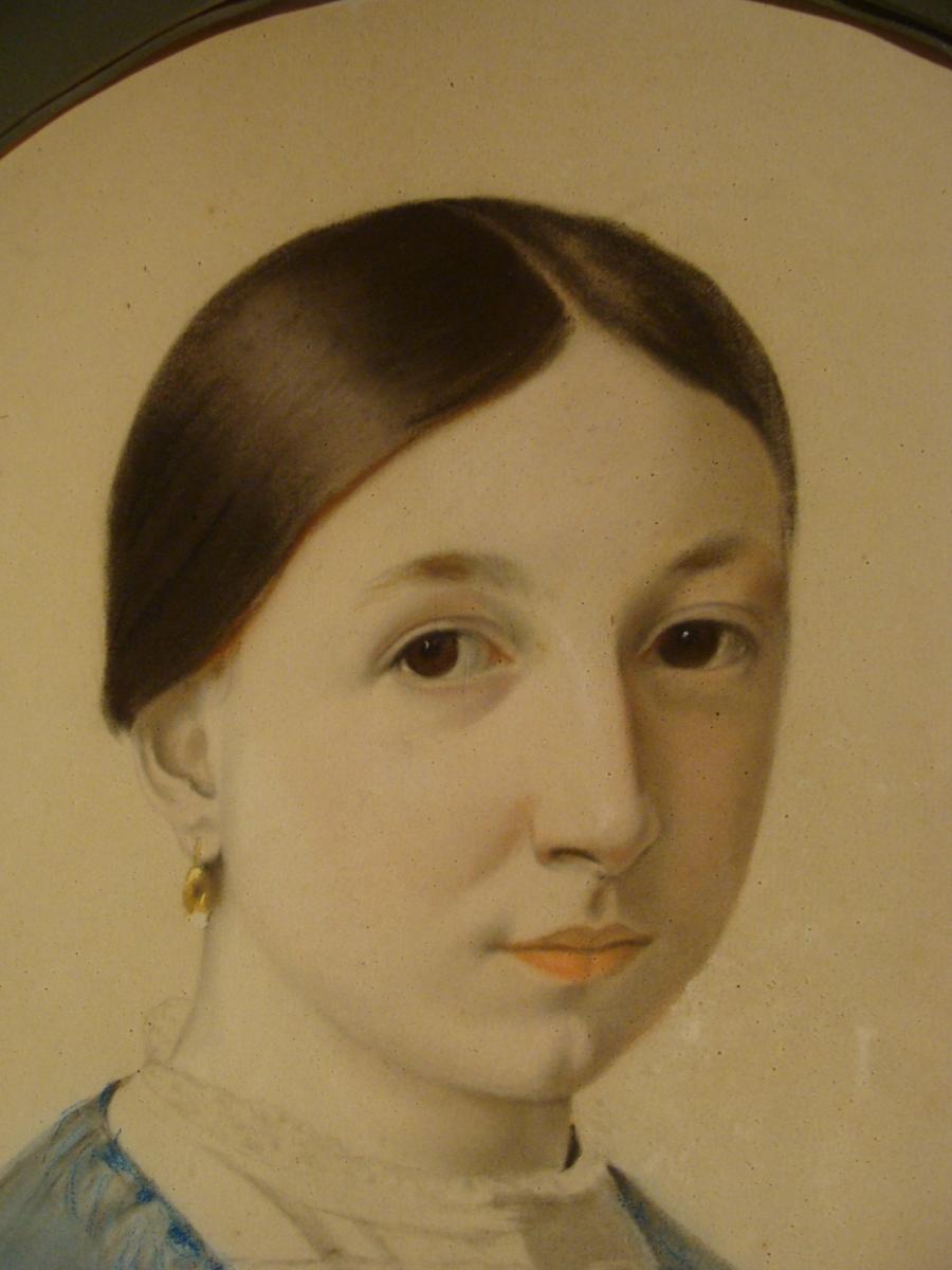 Portrait d'Une Jeune Fille, Pastel XIXème-photo-4