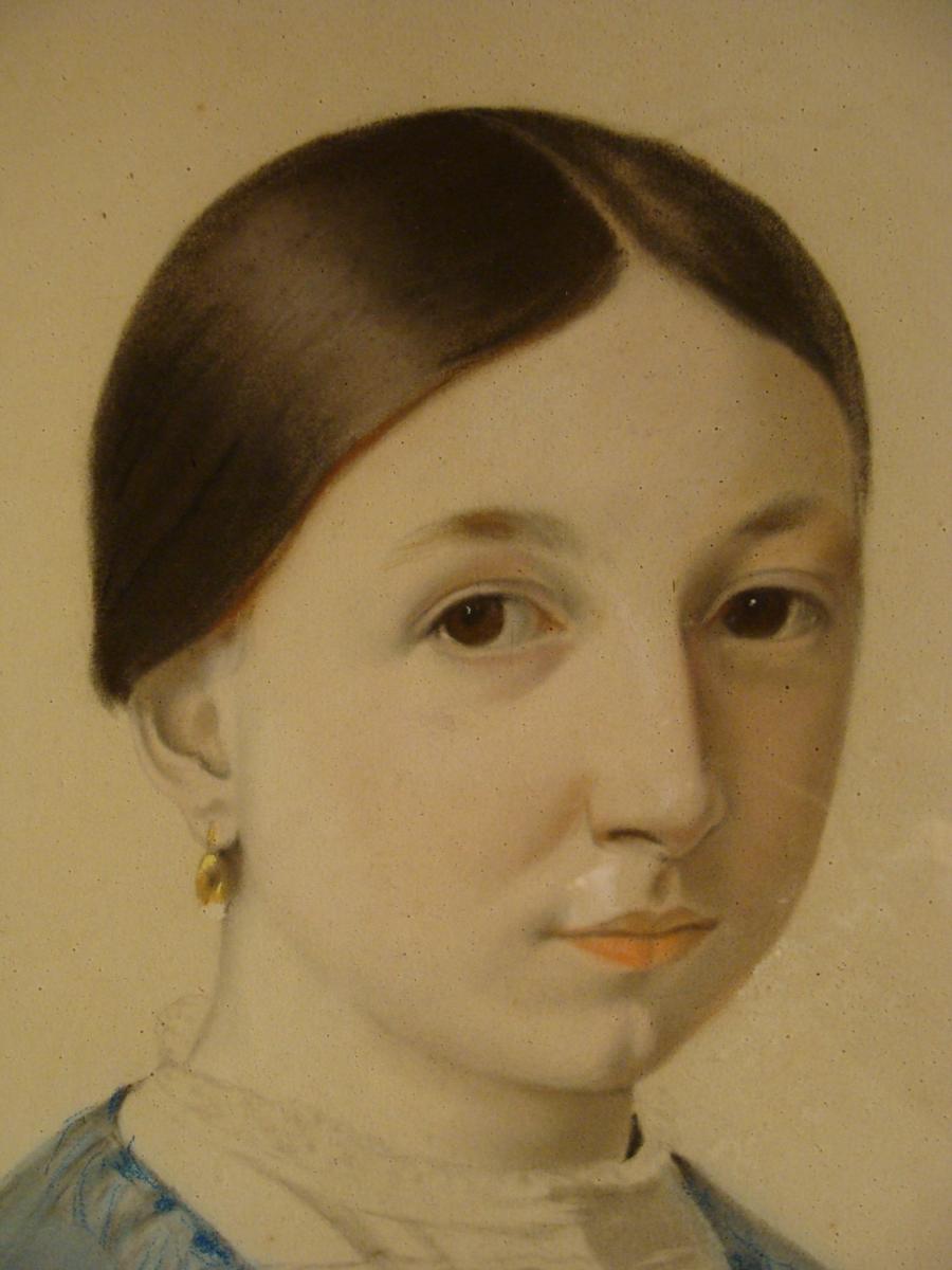 Portrait d'Une Jeune Fille, Pastel XIXème-photo-1