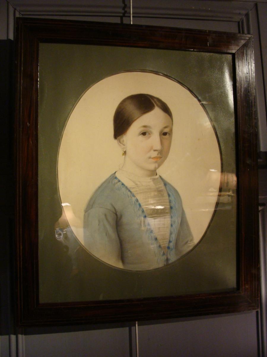 Portrait d'Une Jeune Fille, Pastel XIXème-photo-6