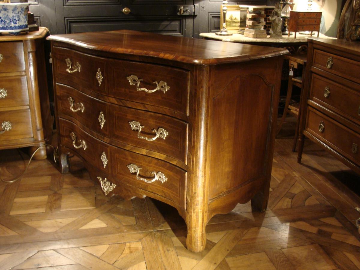 Curved Commode In Marquetry 18th-photo-2