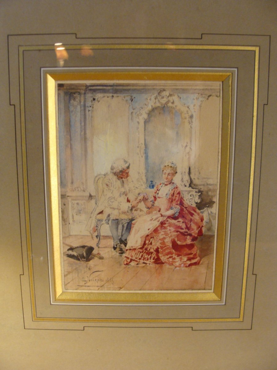 Genre Scene, Watercolor Dated 1883-photo-5