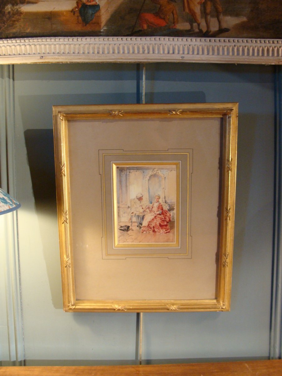 Genre Scene, Watercolor Dated 1883-photo-6