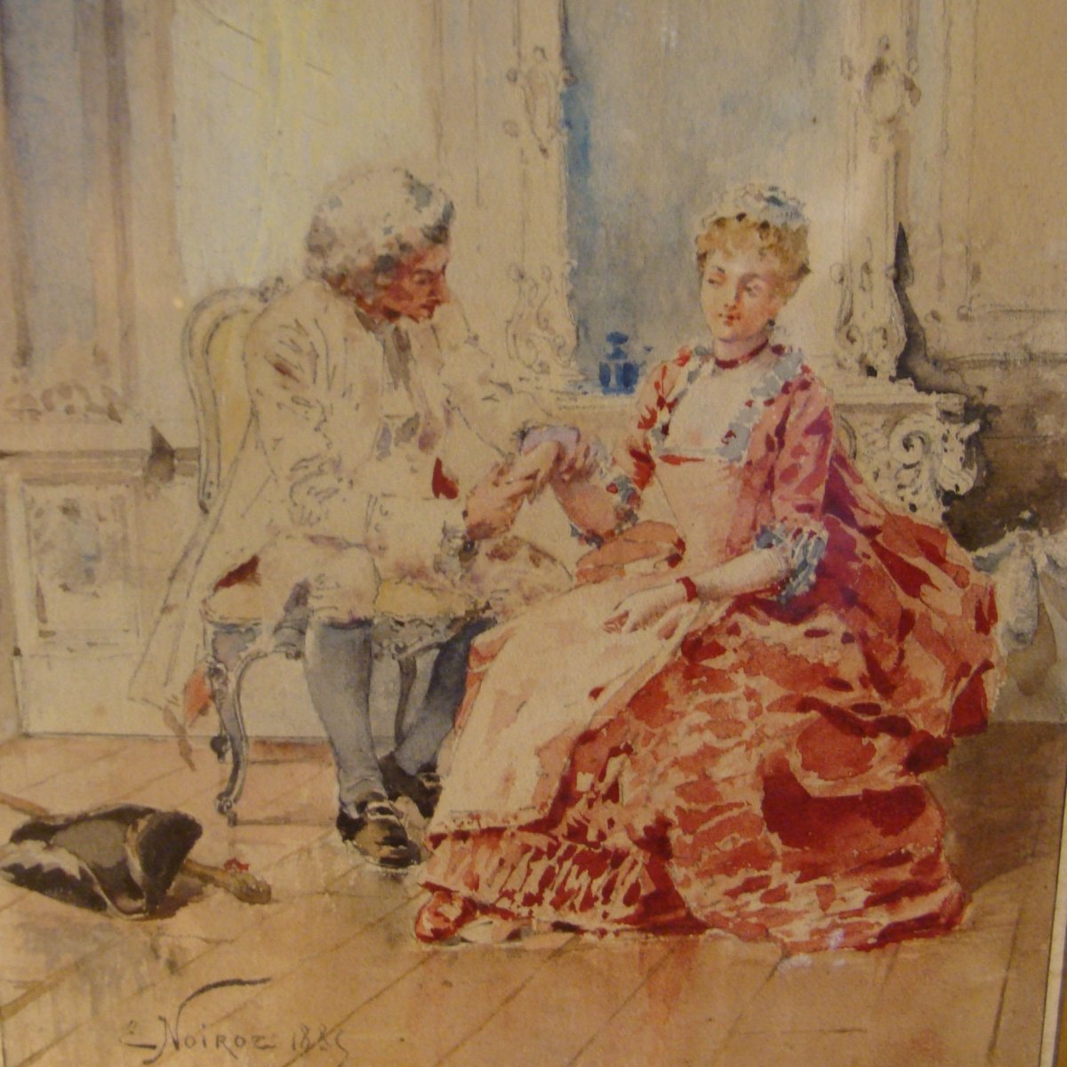 Genre Scene, Watercolor Dated 1883