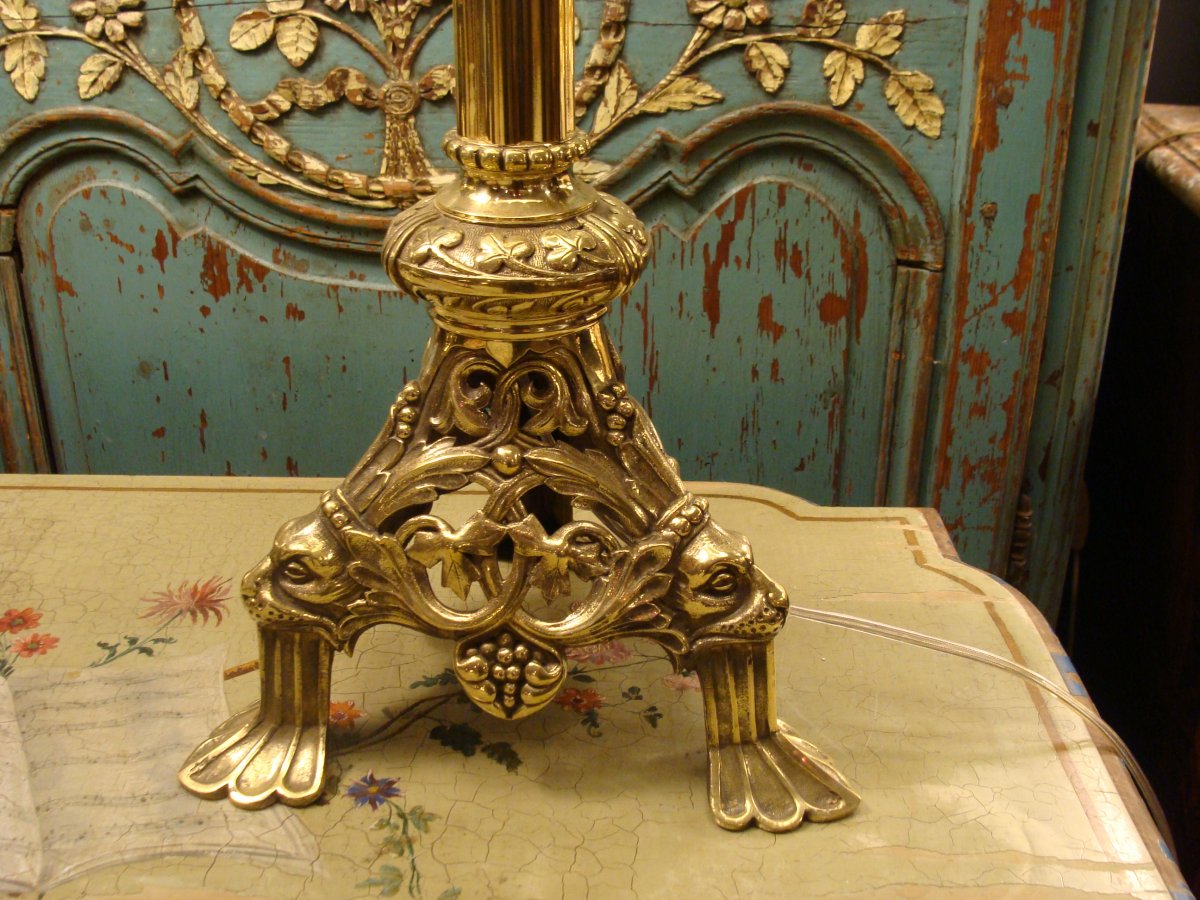 Bronze Lamp With Lion Head Decor-photo-4