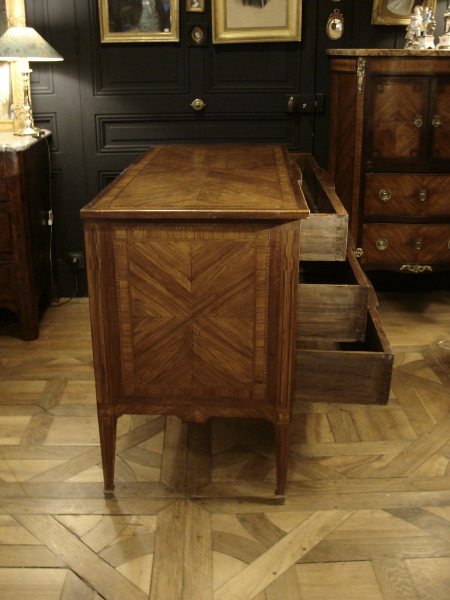 Commode En Marqueterie à Ressaut époque Louis XVI-photo-5