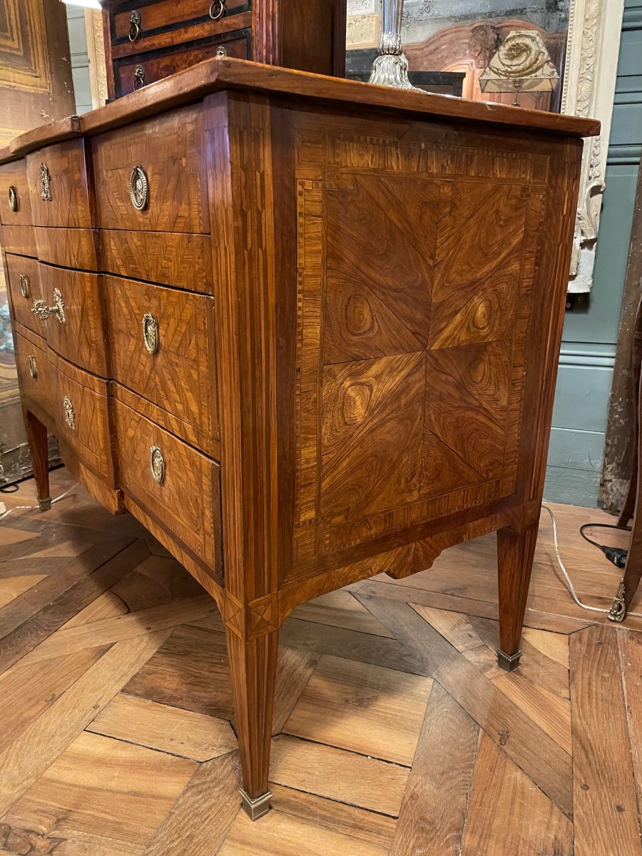 Commode En Marqueterie à Ressaut époque Louis XVI-photo-6