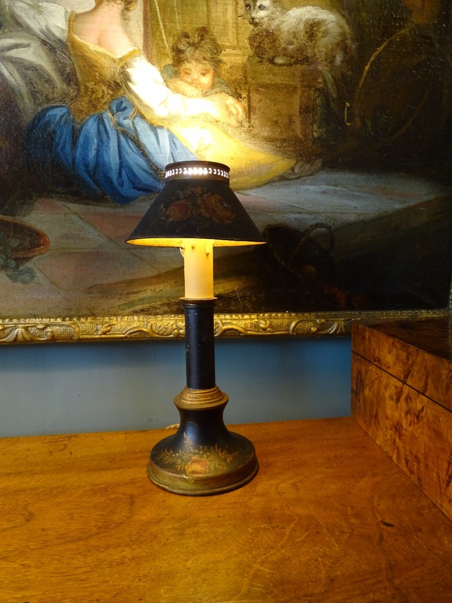 19th Century Painted Sheet Hot Water Bottle Lamp-photo-2