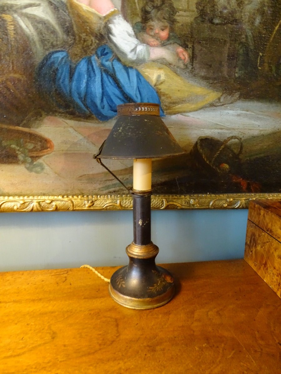 19th Century Painted Sheet Hot Water Bottle Lamp-photo-3