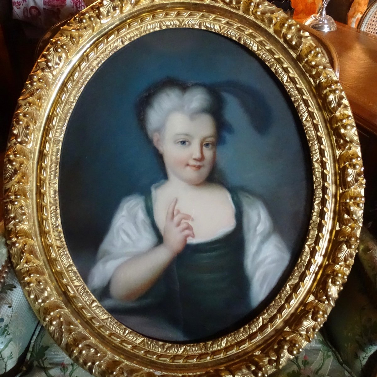 Portrait Of A Young Girl In A Medallion, Pastel-photo-5