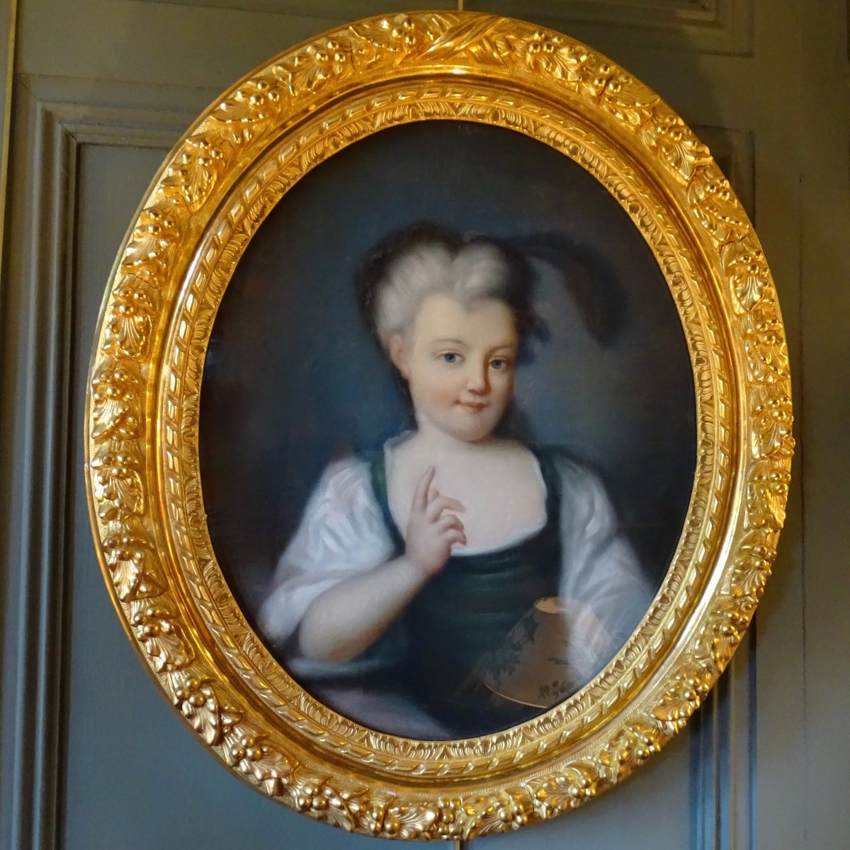 Portrait Of A Young Girl In A Medallion, Pastel