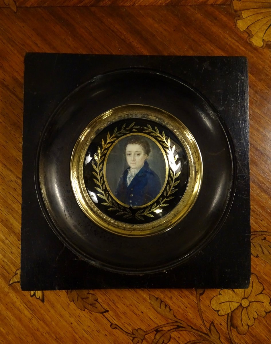 Nineteenth Miniature, Portrait Of A Young Boy-photo-2