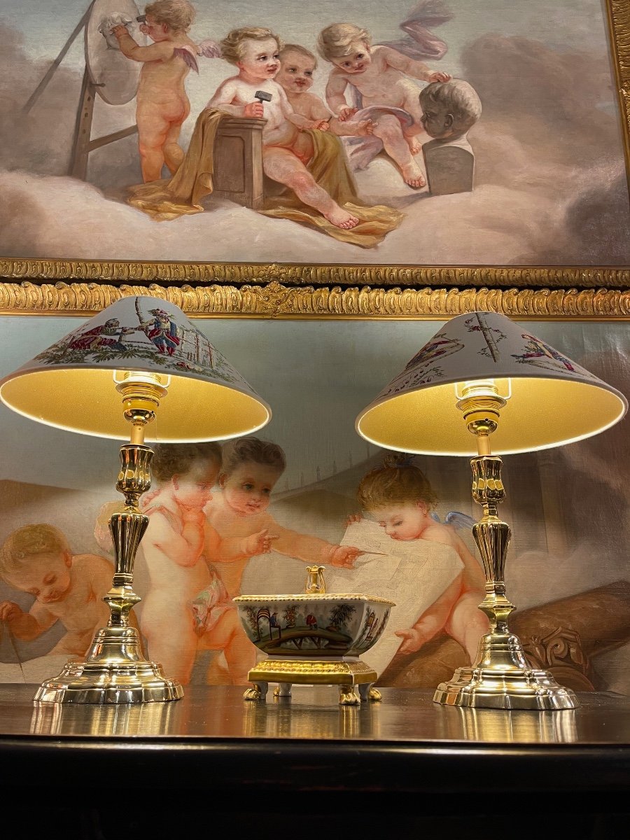 Pair Of 18th Bronze Lamps-photo-2