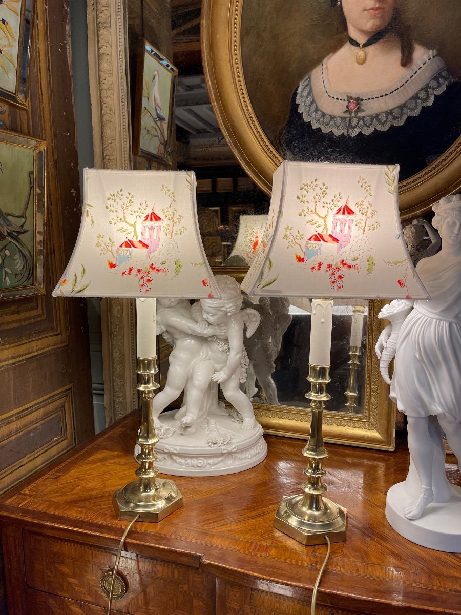 Pair Of 19th Bronze Lamps-photo-3