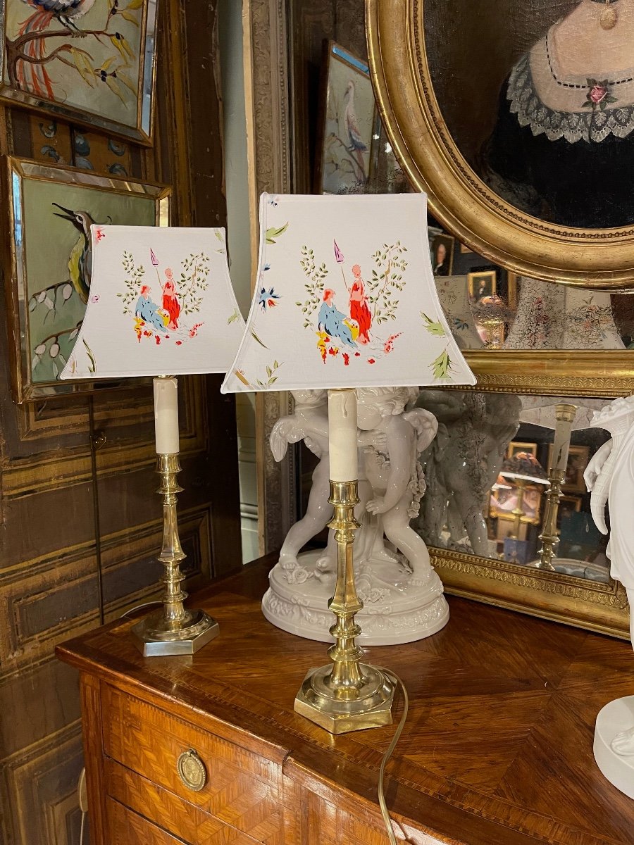 Pair Of 19th Bronze Lamps-photo-2