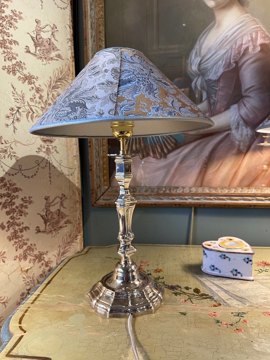 Paire De Lampes En Bronze Argenté Style Louis XV-photo-1