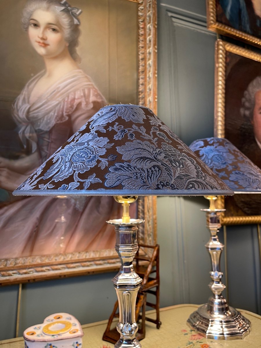 Paire De Lampes En Bronze Argenté Style Louis XV-photo-6