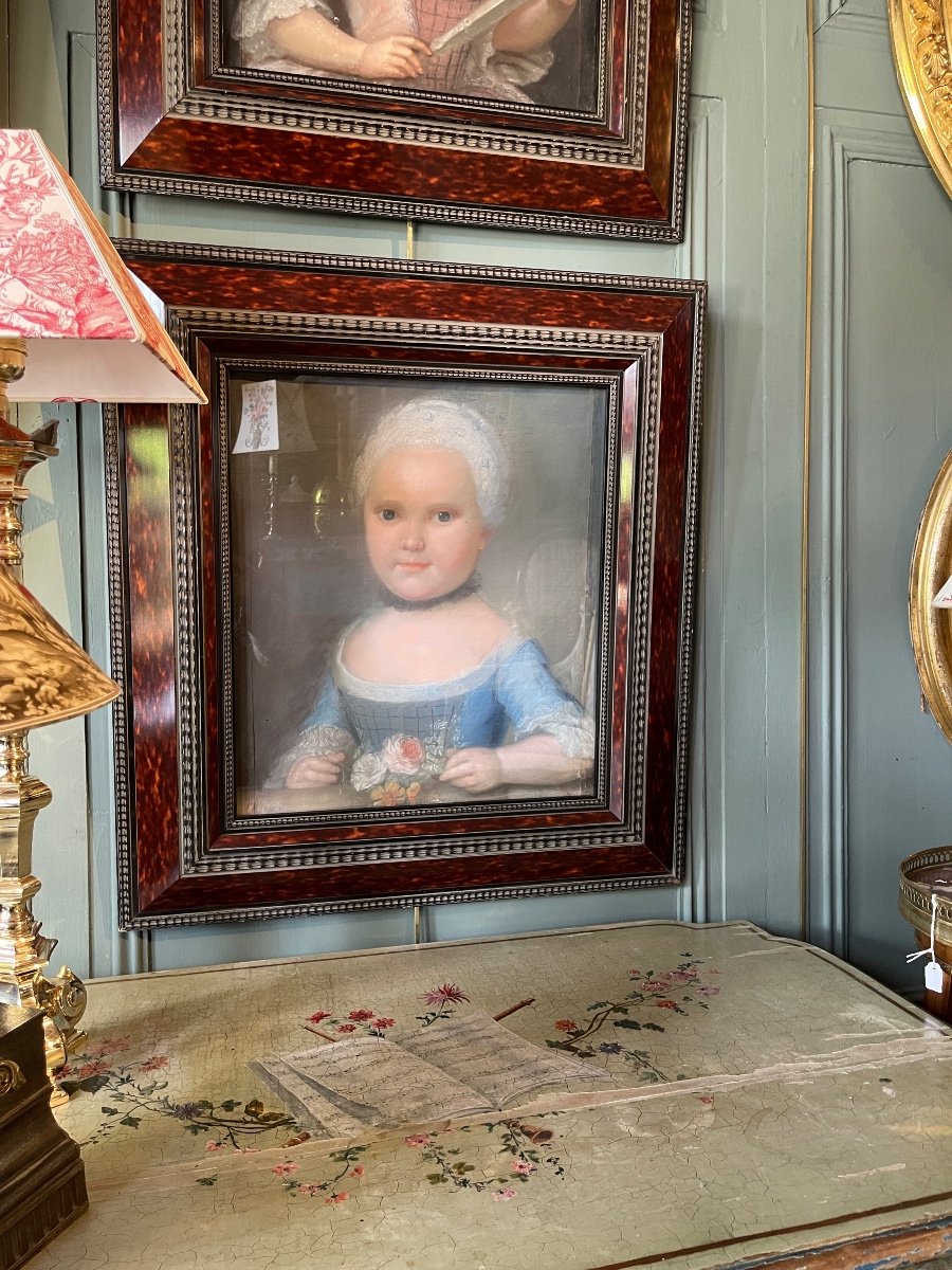 Portrait Of A Little Girl, Pastel Dated 1767-photo-6
