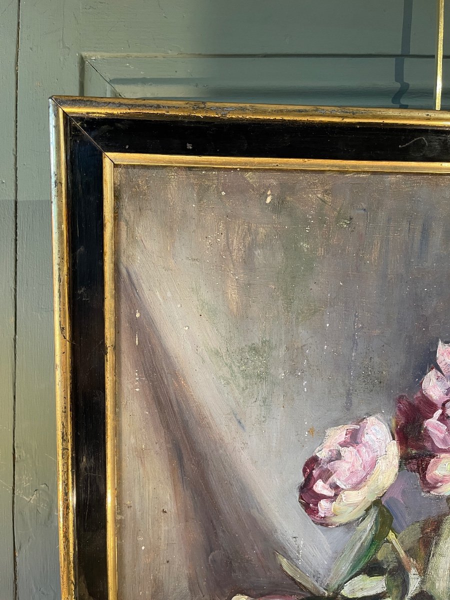 Tableau De Fleurs Début XXème, Pivoines-photo-2