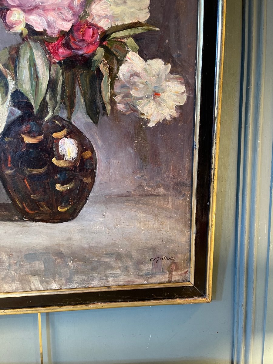 Tableau De Fleurs Début XXème, Pivoines-photo-5