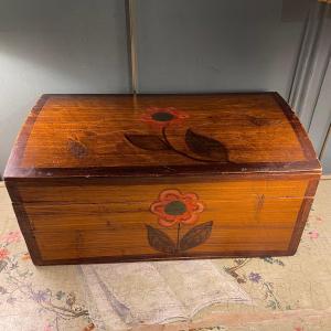 Painted Wooden Box With Floral Decor