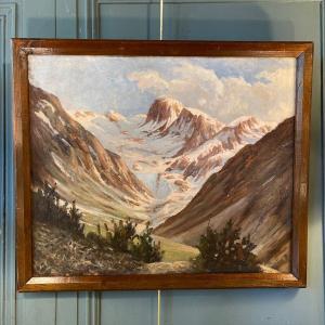 Massif Des Ecrins, Large Painting Early Twentieth