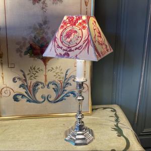 Silver Metal Lamp, Height 47 Cm