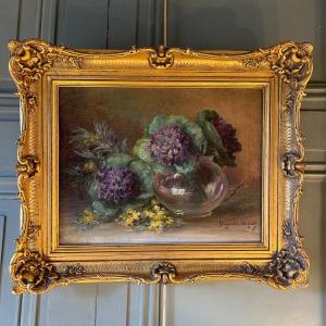 Violettes Et Mimosa XIXème