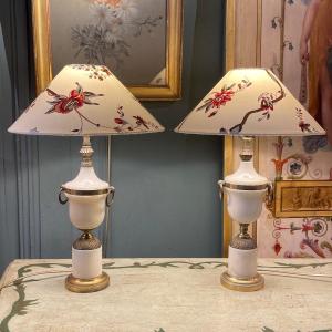 Pair Of Cassolette Lamps, Height 45 Cm 