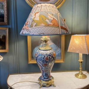 Grande Lampe En Porcelaine XIXème, Hauteur 65 cm