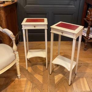 Pair Of Small Painted Wood Bedside Tables 