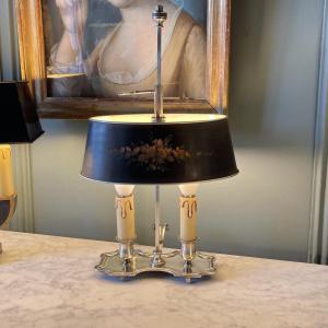 19th Century Silver-plated Bronze Hot Water Bottle Lamp, Height 43 Cm