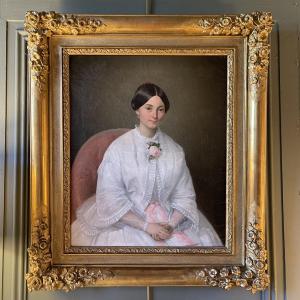 Portrait Of A Young Woman In A White Dress, 19th Century