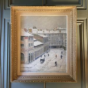 Les rues enneigées, Paysage animé de Suzanne Gruny daté 1946