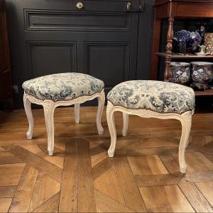 Pair Of Painted Wooden Stools 