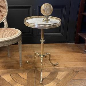 Brass Tripod Pedestal Table, Height 57.5 Cm