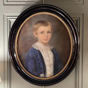 Portrait d'un jeune garçon, pastel XIXème