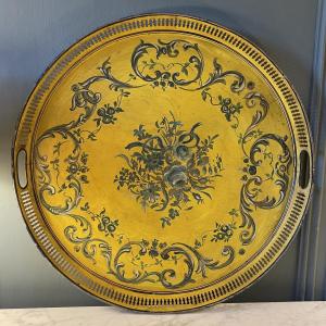 Plateau en tôle peinte, diamètre 50 cm
