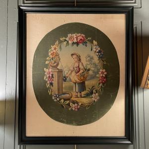 A la fontaine, carton d'Aubusson XIXème