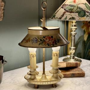 Bouillotte Lamp With Floral Decoration, Height 36 Cm