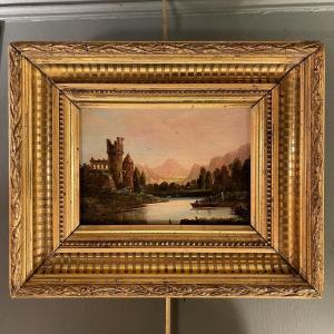 Paysage Animé XIXème, Au bord de la rivière