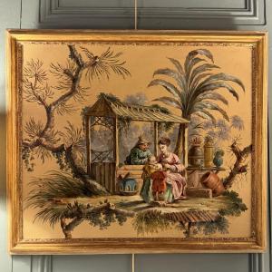 Chinoiserie, Oil On Canvas, 19th Century, No. 2